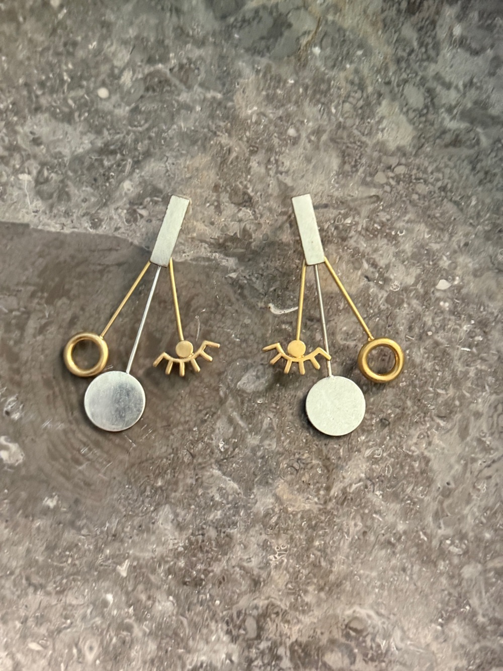 Madewell Geometric Drop Earrings in Gold and Silver Tone